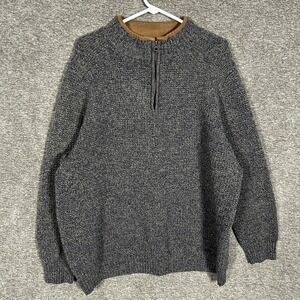 Pendleton Sweater Mens 2XL Blue Washable Wool Half Zip‎ Mock Neck Pullover